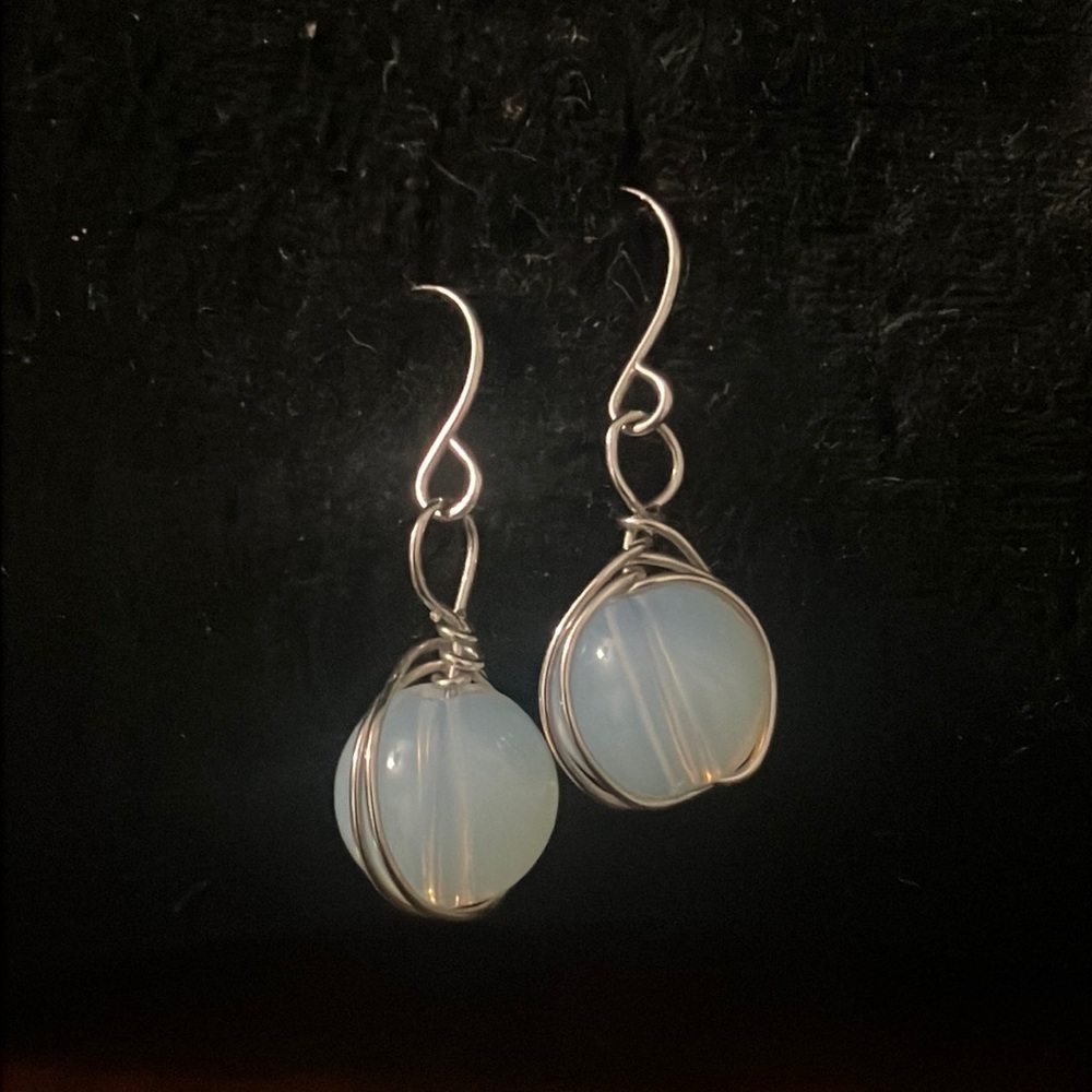 Opaline Glass Bead Drop Earrings
